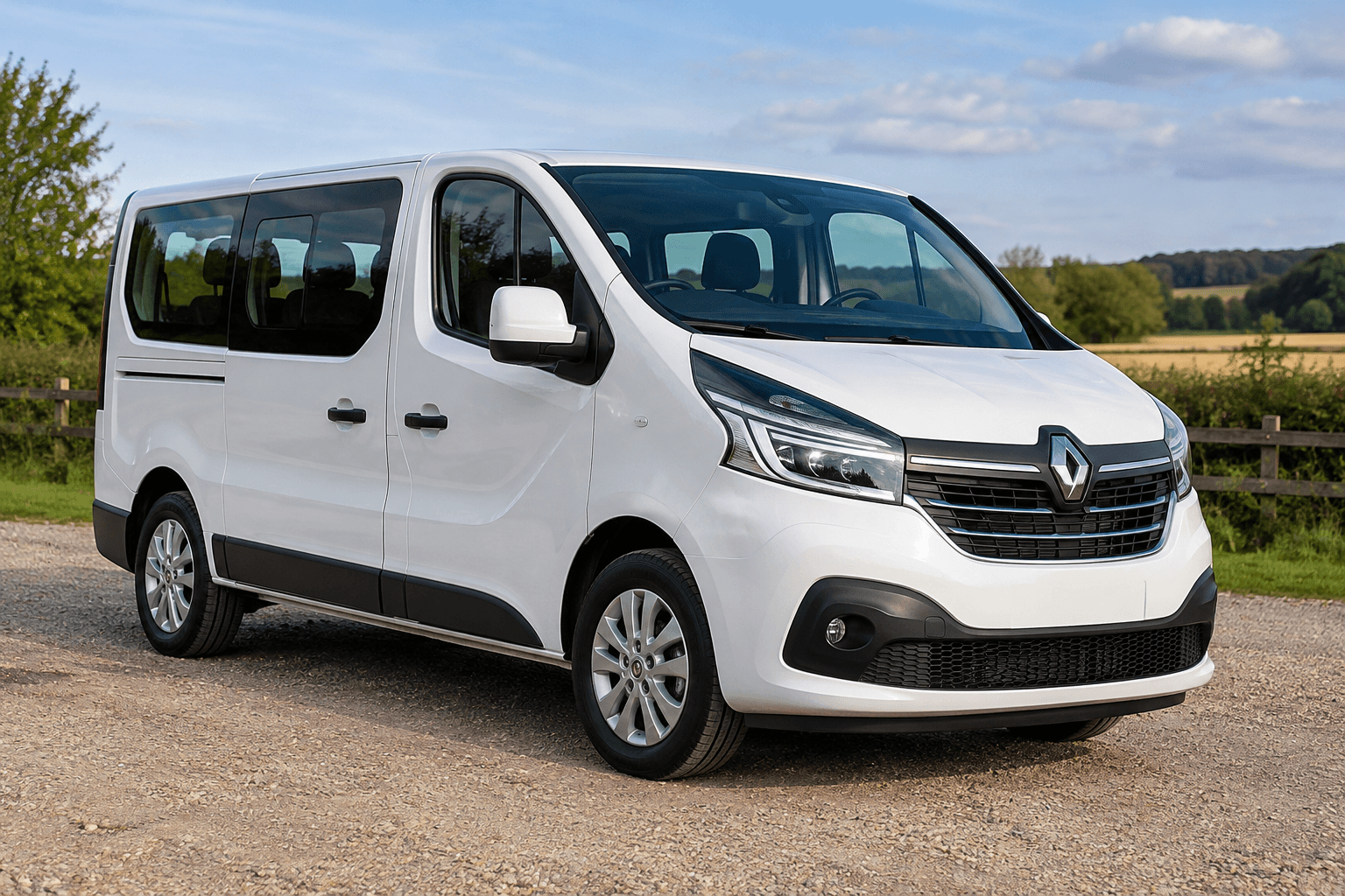 Illustrative white Renault Trafic Business passenger vehicle